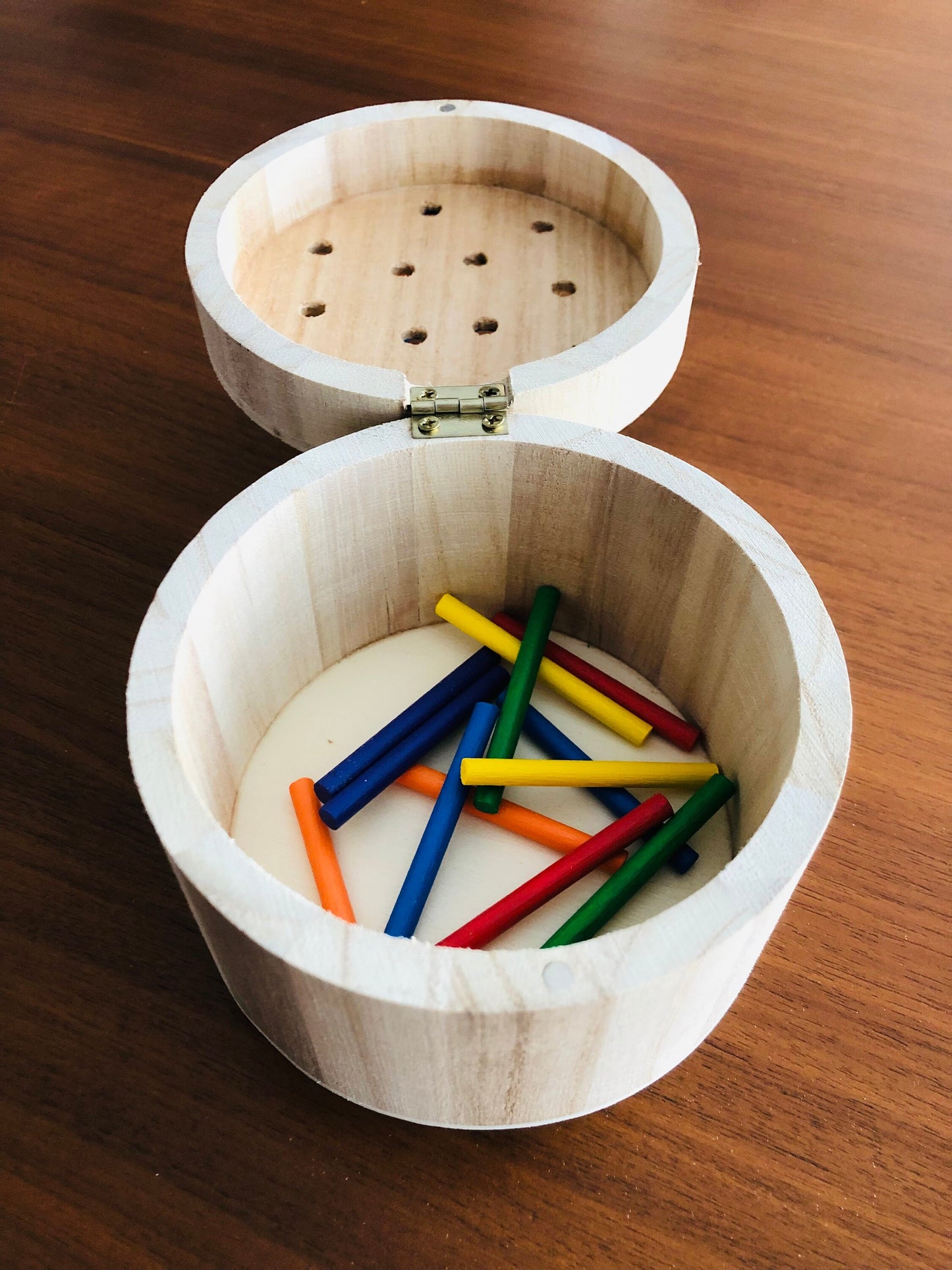 Rainbow Wooden Peg Posting Box