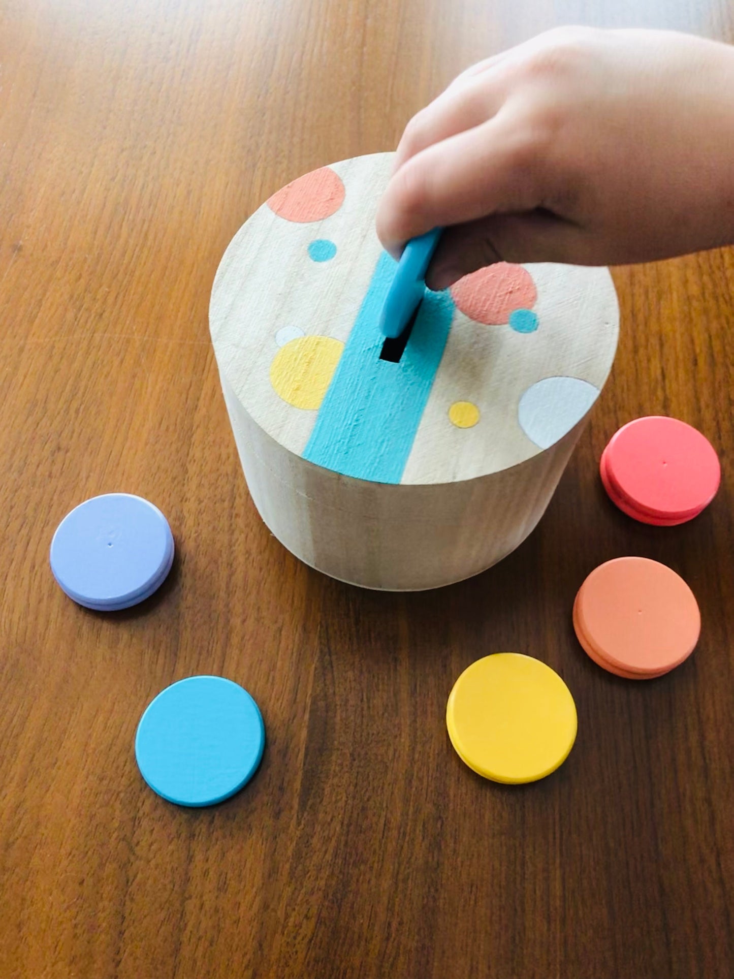 Pastel Rainbow Wooden Coin Posting Box