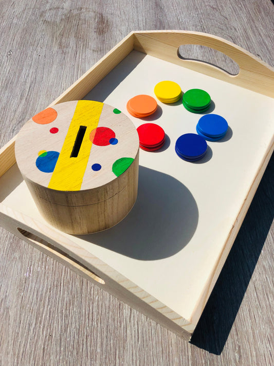 Rainbow Wooden Coin Posting Box