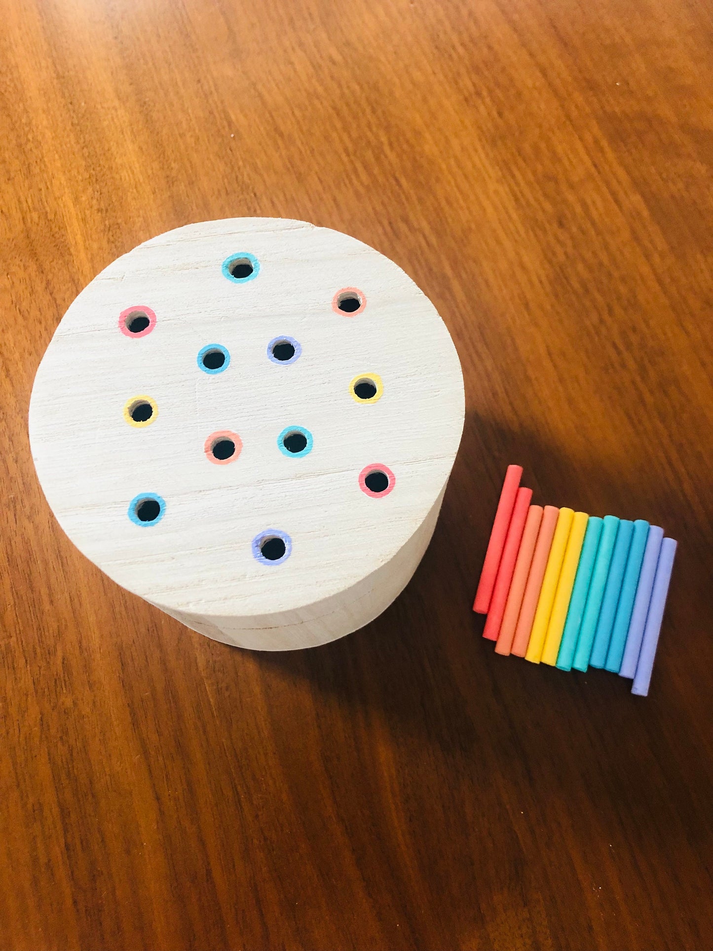 Pastel Rainbow Wooden Peg Posting Box